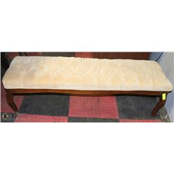WOOD AND FABRIC BENCH, 55X18X15