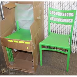 6 NEW GREEN PATIO CHAIRS