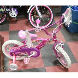 LITTLE GIRLS BIKE WITH TRAINING WHEELS