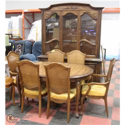 TABLE WITH LEAF 6 CHAIRS BUFFET AND HUTCH
