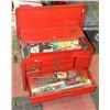 Image 1 : 1960'S RED TOOL BOX FULL WITH CONTENTS