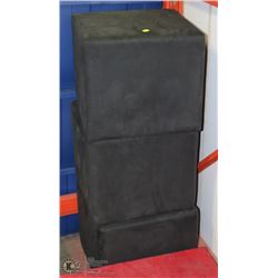 LOT OF 3 GREEN FABRIC OTTOMANS