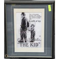 VINTAGE CHARLIE CHAPLIN "THE KID" PRINT, 22X26