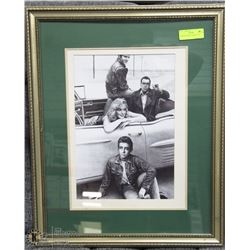VINTAGE FRAMED PRINT ELVIS, JAMES DEAN, MARILYN
