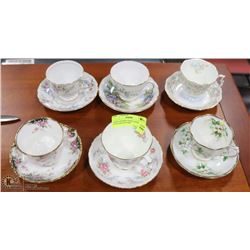 6 SETS OF BONE CHINA ENGLISH CUPS AND SAUCERS