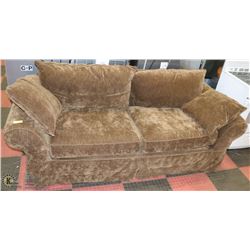 LARGE BROWN FABRIC SOFA, 88"