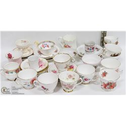 LARGE LOT OF TEA CUPS & SAUCERS