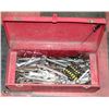 Image 1 : RED TOOL BOX WITH ASSORTED CONTENTS