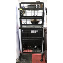 BLACK METAL DISPLAY RACK ON WHEELS