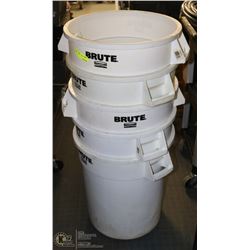 5 RUBBERMAID BRUTE WHITE GARBAGE CANS