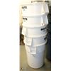 Image 1 : STACK OF5 RUBBERMAID BRUTEWHITE LARGE GARBAGE CANS