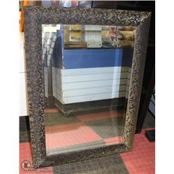 LARGE BEVELLED MIRROR IN FABRIC FRAME - 38"H X