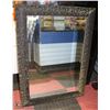 Image 1 : LARGE BEVELLED MIRROR IN FABRIC FRAME - 38"H X