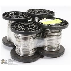 4 ROLLS OF STAINLESS STEEL TIE WIRE.