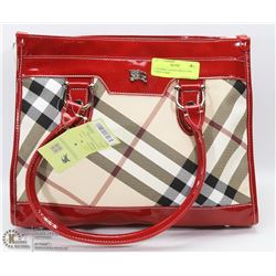 REPLICA BURBERRY LONDON RED PLAID DESIGN PURSE.