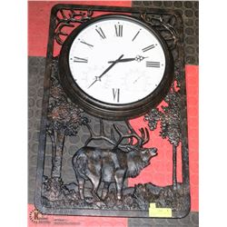 LARGE WALL MOUNT CLOCK  WITH ELK MOTIF