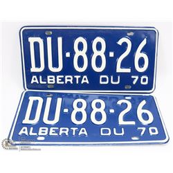 LOT OF TWO 1970 ALBERTA UNUSED LICENSE PLATES.