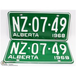 LOT OF TWO 1968 ALBERTA UNUSED LICENSE PLATES.