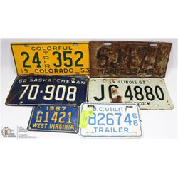LOT OF ASSORTED LICENSE PLATES INCL 1966 & 1967