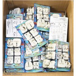 BOX OF ALL IN ONE UNIVERSAL TRAVEL ADAPTERS