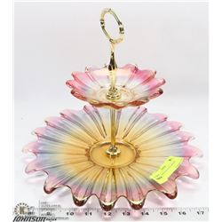 PINK CARNIVAL GLASS SERVER