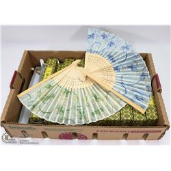 FLAT OF 30 ASSORTED DECORATIVE HAND FANS