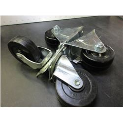Set of 4 New 3" Castors / 2 swivel & 2 stationary