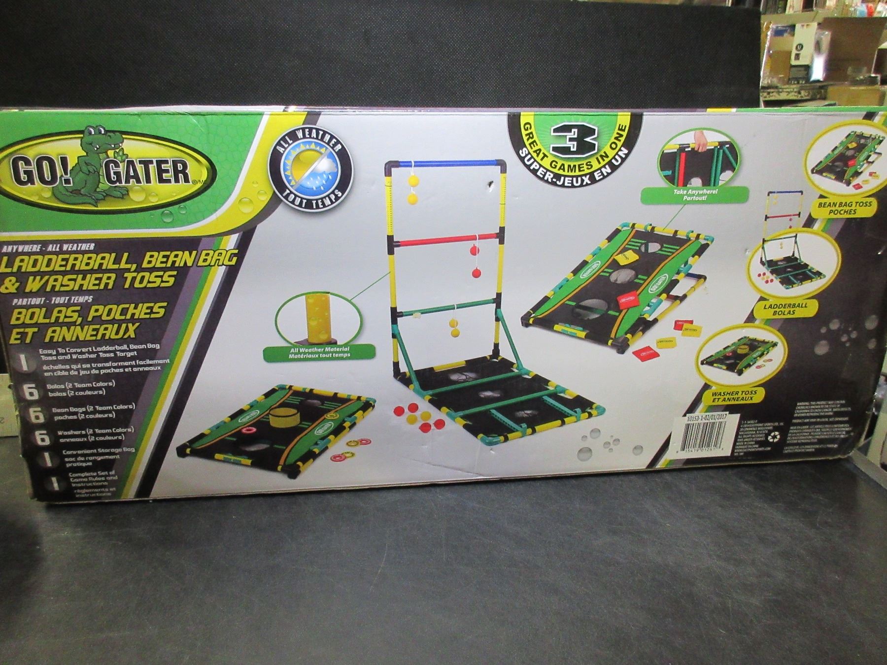 Features Easy Setup Storage and Complete with All Accessories and Washer Toss Set Go Gater All Weather 3-in-1 Ladderball Bean Bag Toss