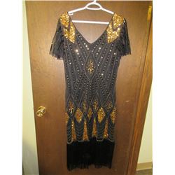 Vijiv Vintage 1920's  Gatsby  Beaded Sequin art fringe  Flapper dress