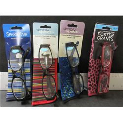 4 sets of Reading Glasses / +2.00 / with cases / 2 Foster Grant/50.00 value