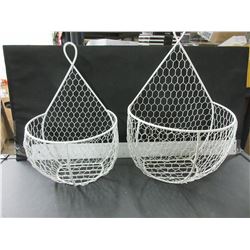 2 New White Metal Hanging Baskets