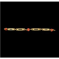 Salmon Coral Bracelet - 18KT Yellow Gold