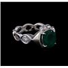 Image 1 : 1.59 ctw Emerald and Diamond Ring - 14KT White Gold