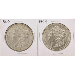 Lot of (2) 1900 & 1904 $1 Morgan Silver Dollar Coins