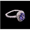 Image 2 : 1.80 ctw Tanzanite and Diamond Ring - 14KT White Gold