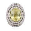 Image 2 : 12.47 ctw Yellow Sapphire and Diamond Ring - 18KT Two-Tone Gold GIA Certified