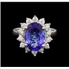 Image 2 : 14KT White Gold 3.00 ctw Tanzanite and Diamond Ring