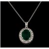 Image 2 : 3.66 ctw Emerald and Diamond Pendant With Chain - 14KT White Gold