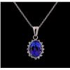 Image 1 : 3.85 ctw Tanzanite and Diamond Pendant and Chain - 14KT White Gold