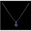 Image 2 : 3.85 ctw Tanzanite and Diamond Pendant and Chain - 14KT White Gold