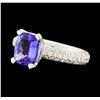 Image 1 : 2.20 ctw Tanzanite and Diamond Ring - 18KT White Gold