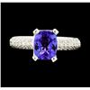 Image 2 : 2.20 ctw Tanzanite and Diamond Ring - 18KT White Gold