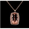 Image 2 : GIA Cert 21.91 ctw Morganite and Diamond Pendant With Chain - 14KT Rose Gold