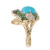 Image 2 : 2.82 ctw Turquoise, Tsavorite and Diamond Ring - 14KT Yellow Ring