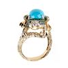 Image 3 : 2.82 ctw Turquoise, Tsavorite and Diamond Ring - 14KT Yellow Ring