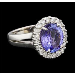 3.75 ctw Tanzanite and Diamond Ring - 14KT White Gold