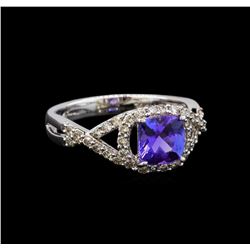 14KT White Gold 1.22 ctw Tanzanite and Diamond Ring