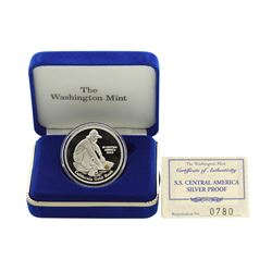 SS Central America .999 Fine Silver Proof Metal w/ Gold Nugget w/Box & COA