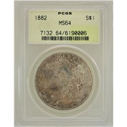 1882 $1 Morgan Silver Dollar Coin PCGS MS64 AMAZING TONING