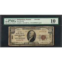 1929 $10 National Currency Note Phillipsburgh, KS CH# 3601 PMG Very Good 10